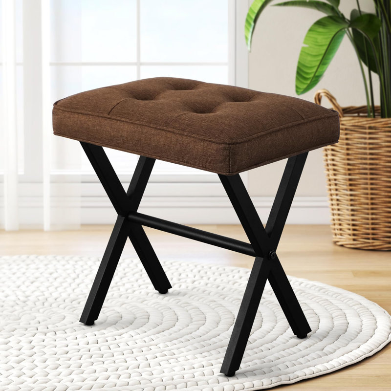 Ebern Designs Vanity Stool Ottoman Stool Chair For Vanity Chair With Metal X Legs Footrest Upholstered Makeup Stool For Makeup Room Living Room Bathroom Padded Foot Rest Seat For Entryway Wayfair